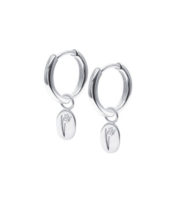 Daffodil Birth Flower Silver Huggie Earring Charms HO-2709